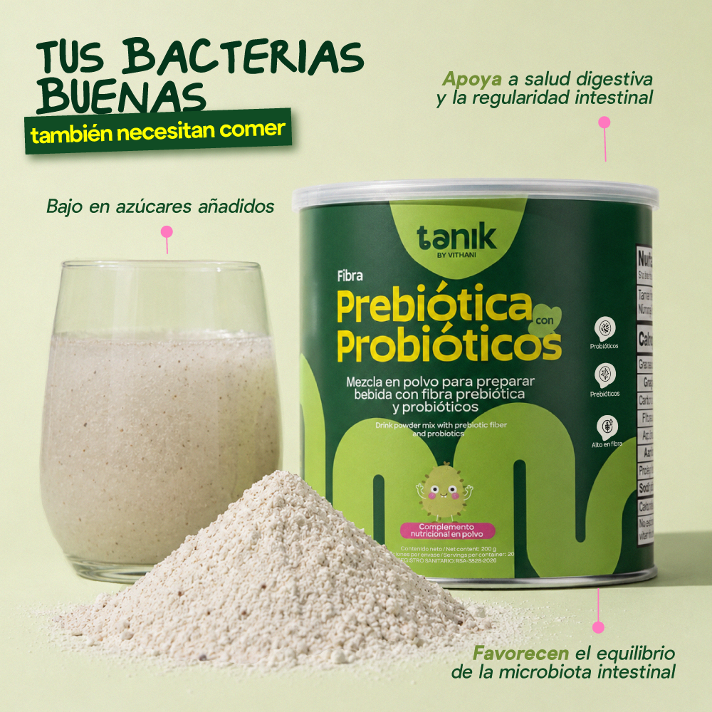 Fibra prebiótica con probióticos Tanik: tus bacterias buenas también necesitan comer