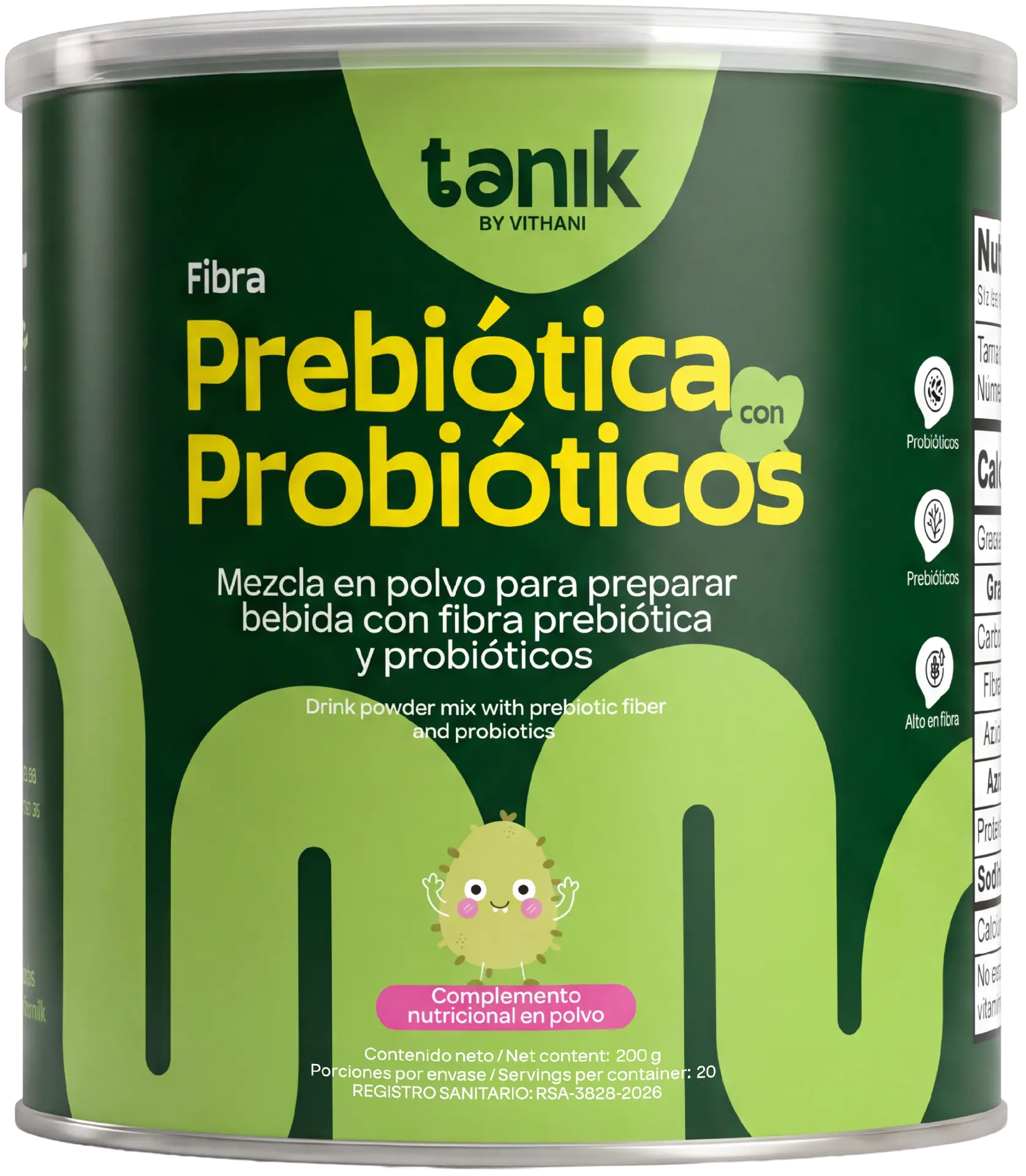 Tarro de Fibra Prebiótica con Probióticos Tanik 200 g